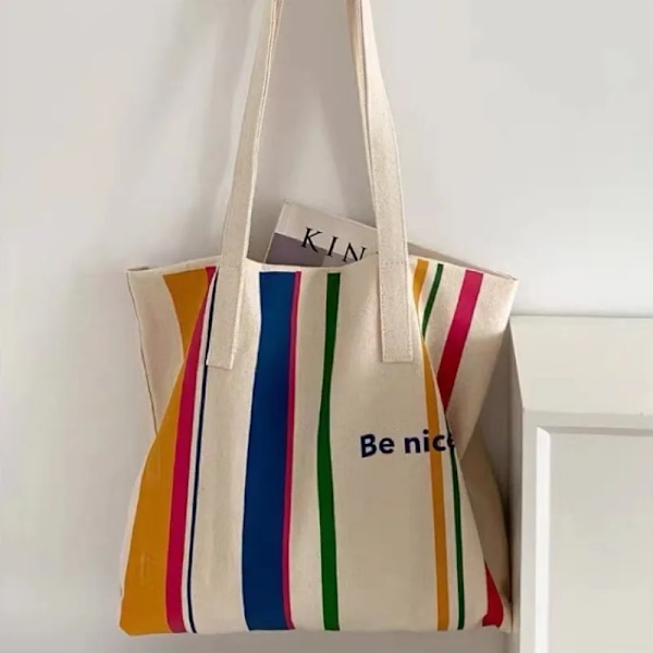 Simpel Enkelt Skulder Canvas Taske Koreansk Udgave Fritid Kunst Studerende Shopping Taske Pendler Computer Håndtaske(YJD) black