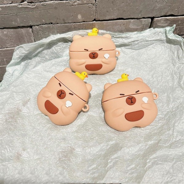 1 st Fodral Kompatibelt med 2024 Airpods 4, Sött Kawaii Capybara Design Fodral, Trendiga Portabla Hörlurstillbehör Mjukt Silikon Trådlö[HK]