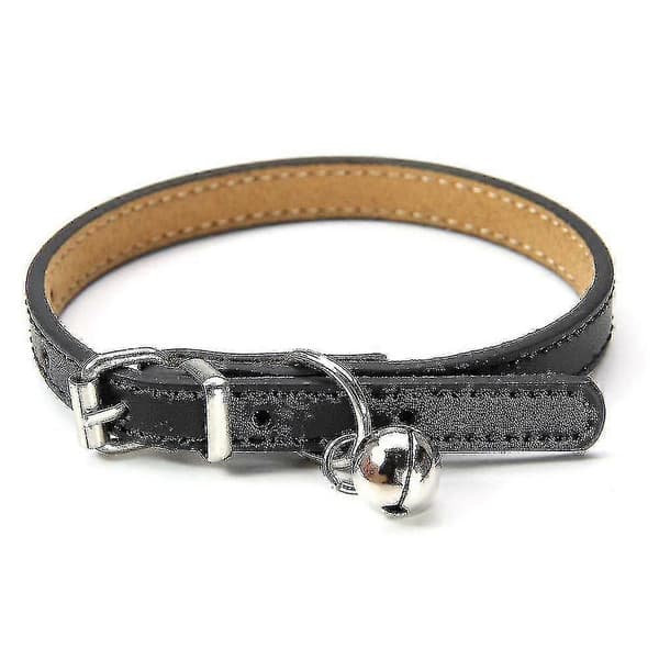 Chdz lærhalsbånd for katter og valper, justerbar 20cm-27cm Cm - Svart[YJD]