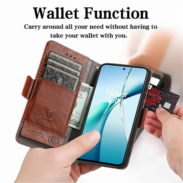 Xiaomi Redmi Note 14 5G Kotelo Jalustalla Lompakko Yhdistetty PU Nahkakansi [HK] Dark Brown