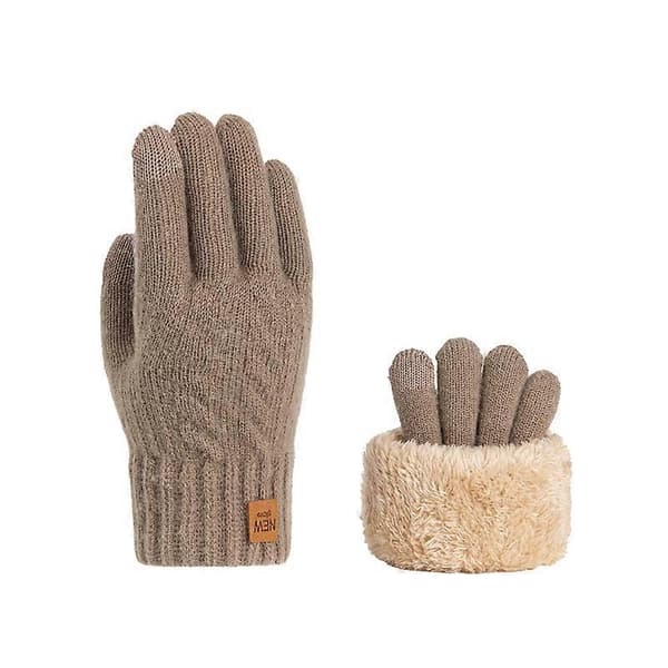 Fleeceforet Moderigtig Varm Dame Herre Sort Kabelstrikket Vinter Touch Screen Handsker[YJD] One Size