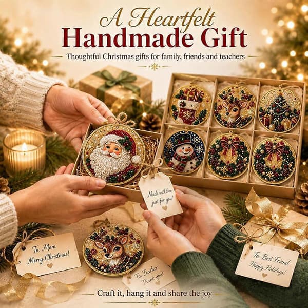 6 stk. Julepynt i tre DIY Perlekunstsett for voksne Hengende Diamantkunst Julepyntsett [YJD] B