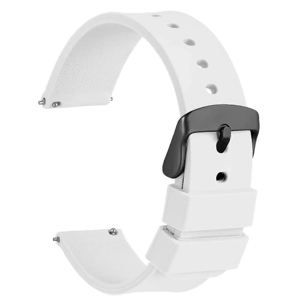 20 mm silikone urremme, sort spænde i rustfrit stål, quick release - hvid [YJD]