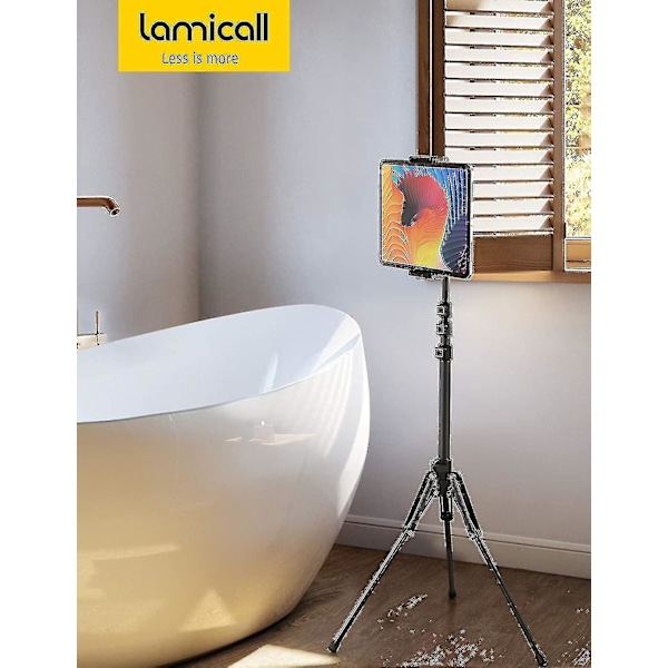 iPad Tripod Stativ, Tablet Gulvstand 65\" iPad Holder Montering Med Justerbar Højde Kompatibel Live Stream/Se, Kompatibel iPad Pro 12.9/11, Air M