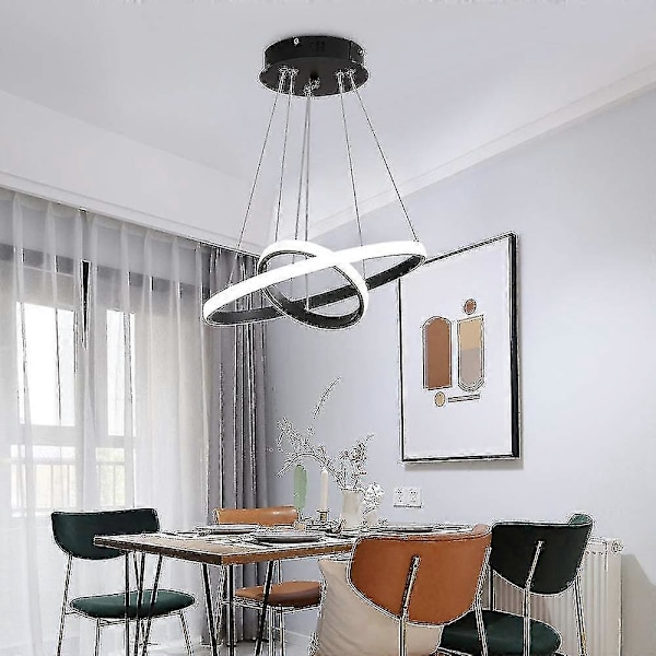 Goeco LED Sirkulær Lysekrone, Justerbar Pendellampe 28w 6500k, Moderne Taklampe To Sirkler Diameter 40cm[YJD] Transparent color F OPP Package