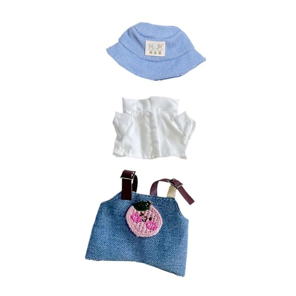 Mini-nukenvaatesetti, söpö nukenvaatepuku hatulla, nukenhousut, tyttönukenvaatteet 17 cm:n nukelle [YJD] Blue Pink Set