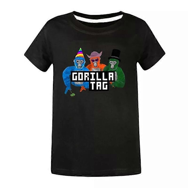 Uusi Gorilla Tag poikien tyttöjen rento lyhythihainen 100% puuvilla T-paita toppi lahja [HK] 120 Black