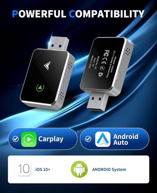 Langaton CarPlay-sovitin - Erittäin matala viive, Plug and Play[YJD] silver black