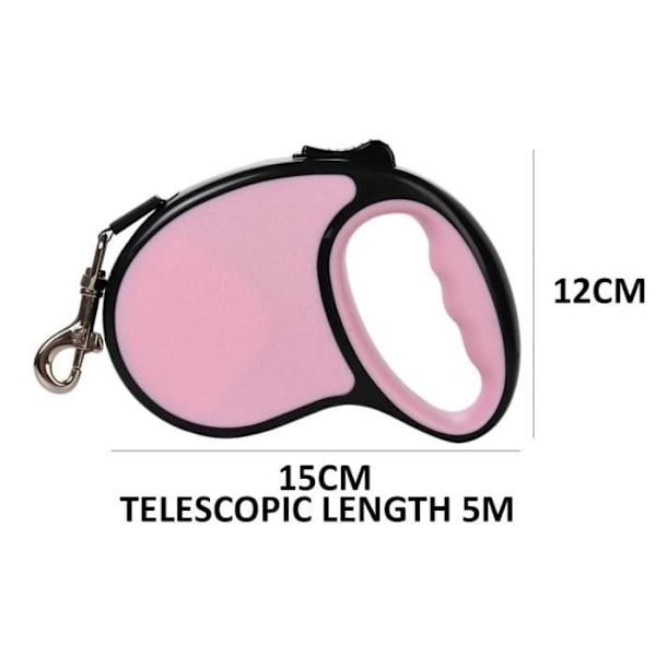 Infällbart koppel - MÄRKE - 5 meter - Rosa - Ergonomiskt - Nylon [YJD][YJD] Pink