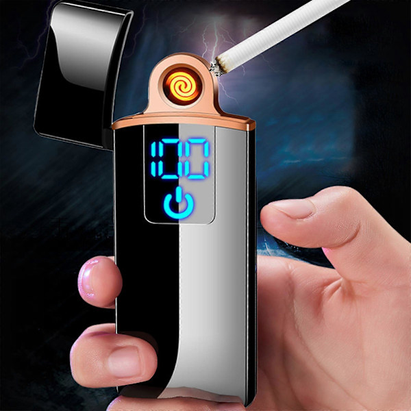 Elektrisk lighter, elektronisk oppladbar lighter Type-C, oppladbar lighter, utendørs vindtett lighter med fingeravtrykkssensor [YJD] A