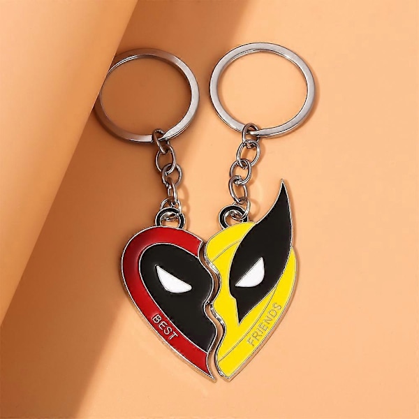 Wolverine Deadpool Bedste Venner BFF Nøglering Halskæde Mænds Legering Vedhæng Cosplay Nøgleringe Halskæder Gave (YJD) Keyring