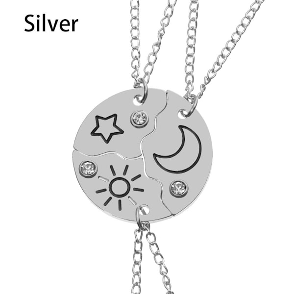 3 st Vänlighetshalsband BFF-hänge SILVER [kk] silver