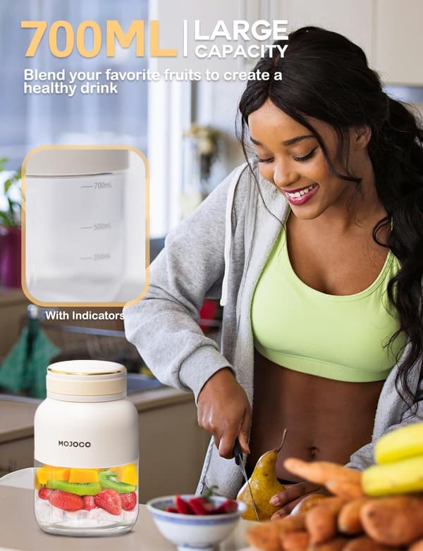 Trådløs bærbar smoothieblender 710 ml rustfritt stål [YJD]