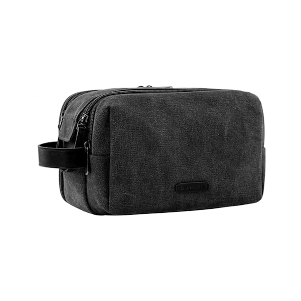 Toalettsak for menn, Canvas Reisetoalettsak, Vanntett Barberingsveske for Toalettsaker, Svart