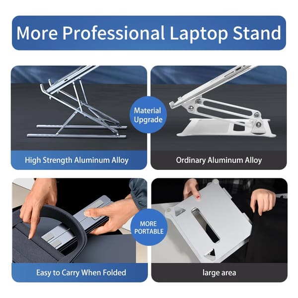 CMASO NY N8 Justerbart Laptopstativ Aluminium til Macbook Tablet Notebook Stativ Bord Kølepude Foldbar Laptop Holder(YJD) silver double layer