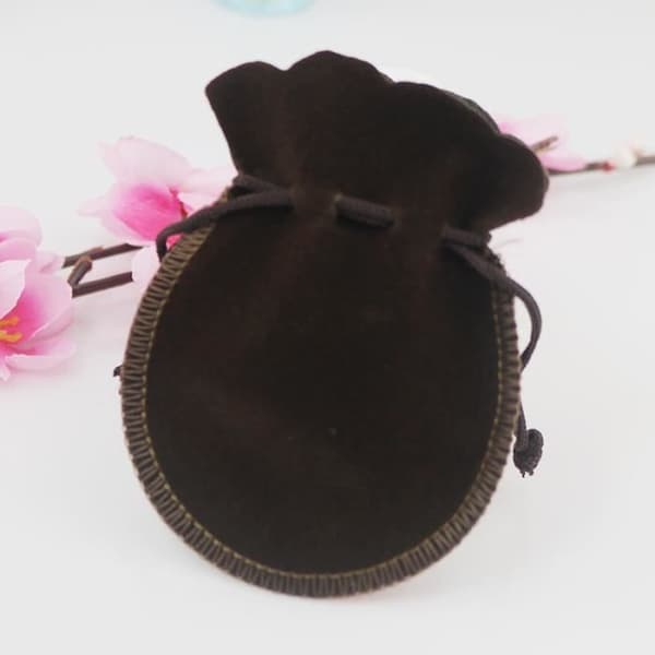 10 st presentpåse med dragsko för smycken, jul, bröllop, fest, godispåse 7 * 9 cm (brun)