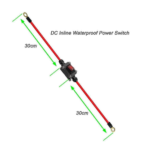 DC12V Inline Strömbrytare DC12-24V DPST Dubbelsidig Kabeldragning Strömbrytare 25A IP67 med På/Av Snabbkopplingsbrytare [YJD] RedBlack