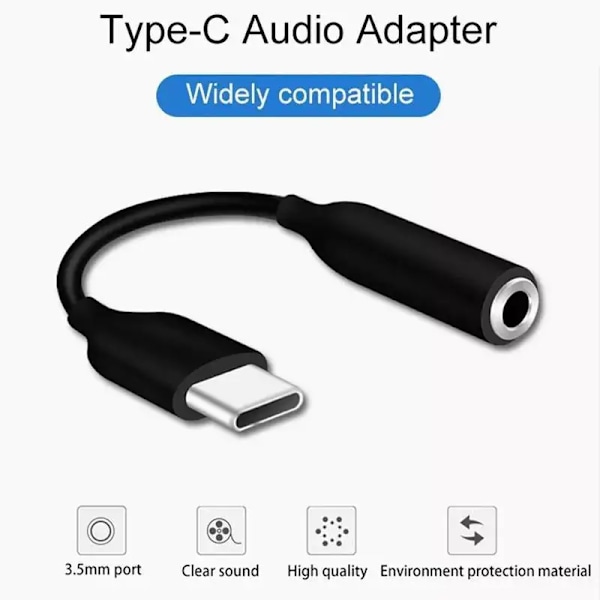 Type C til 3,5 mm Digital Lydadapterkabel Audiopluggadapter Bærbar Hodetelefonkonvertering Hodetelefontilbehør (YJD) A
