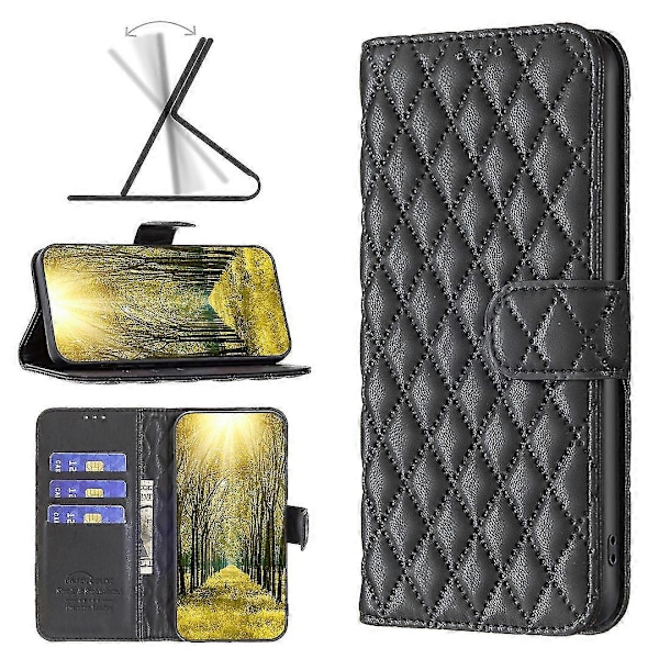 För Samsung Galaxy A05s 4g Fodral Präglat Plånboksställ Läder Telefonskal [HK] Black