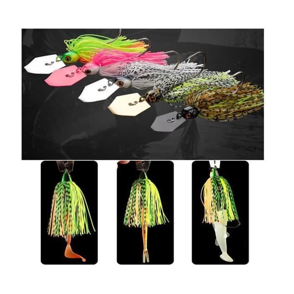 5-delt geddeagnssæt, spinnerbaits, fiskende chatter jig-hoveder, til ørred, aborre, gedde (YJD)