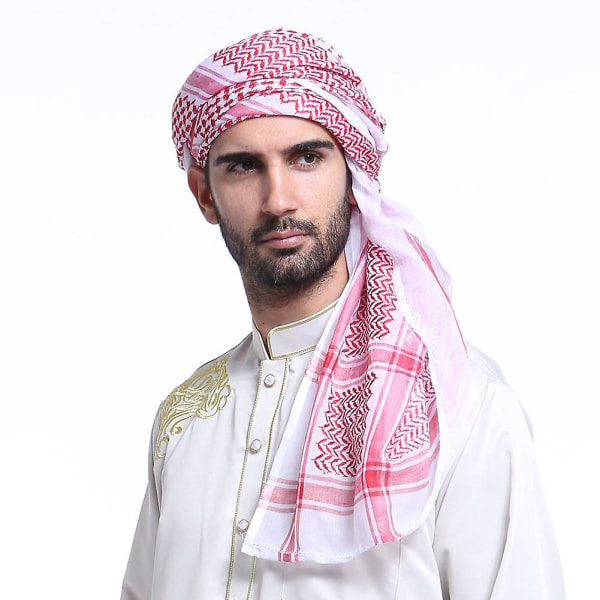 Huvudsjal för män Islamiskt printed halsduk Turban Arabiskt cover Huvudduk (YJD) Red