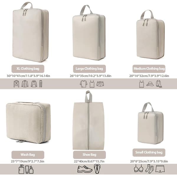 Reseorganisatör Kompressionspackningskuber Set om 6 [YJD] beige