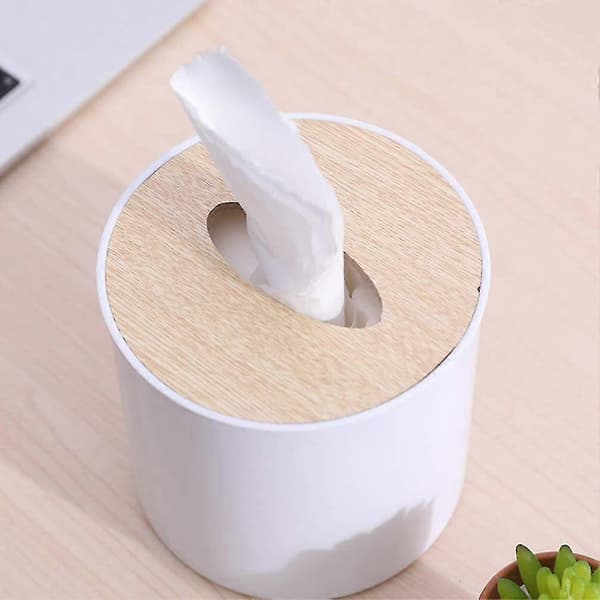 2 stk. rund tissueboks tissueholder cover desktop servietopbevaringsboks til hjemmehotel [YJD]
