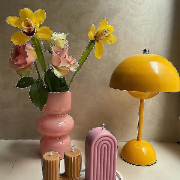 LED Blomst Knoppen Bordlampe USB Sengelampe Bryllup Skrivebord Simpel Rotte Seng -g- mørkeblå -usb Genopladelig