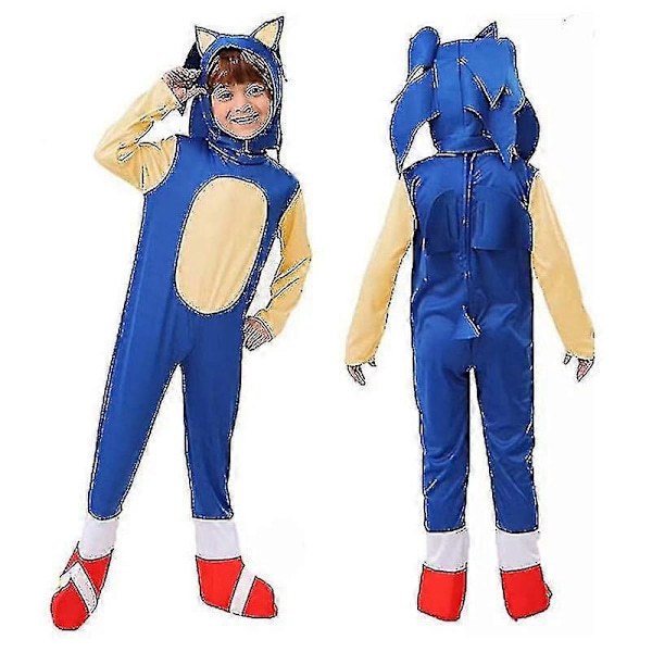 4-12 år Anime Filmkarakter Cosplay Børnekostume Lynhurtig Helt Jumpsuit Giv Handsker i Gave[HK] S(100-120CM )