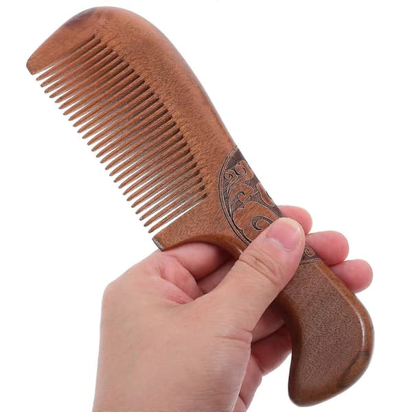 Antistatisk kam av brunt sandelträ för hårstyling, 2-pack [YJD]