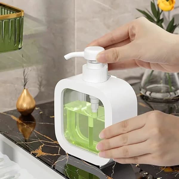 2 stk. sæbedispenser, flydende sæbedispenser, tom pumpeflaske, shampoo- og brusegeldispenser til badeværelset [YJD][YJD]