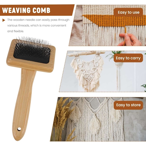 Weaving Comb Macrame Slicker Brush Cotton Rope Open Knots Knitting Comb Accessories DIY Braided