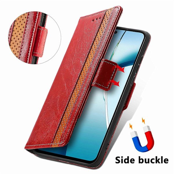 För Xiaomi Redmi Note 14 5G Fodral Ställ Plånbok Splitsad PU Läder Omslag[HK] Red
