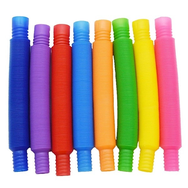 Pakke med store Pop Tubes, Fidget Legetøj, Sanse- og Stressaflastende Legetøj til Børn, Voksne, Læringslegetøj, Strækbare Rør (YJD) 8pcs 2.9cm