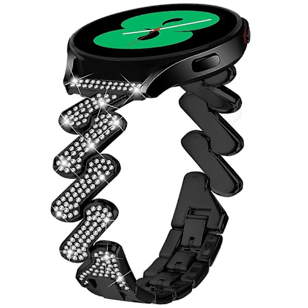 Til Samsung Galaxy Watch7 44mm 40mm Alloy Strop Bling Rhinestone Dekor Urrem -[HK] Black Multicolor
