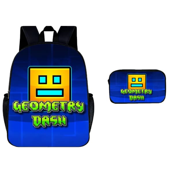 Ny Geometry Dash trykt ryggsekk og pennalsett (2 deler) (DB) 5