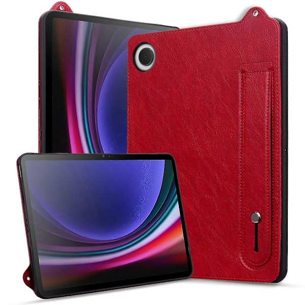 For Samsung Galaxy Tab A9 X110 X115 Deksel Håndstropp Støtte Leather Tablet Cover - Grå[HK] Multicolor Red