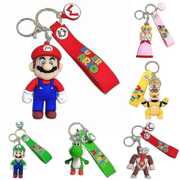 Super Mario Brothers-inspirerad nyckelring - Tecknad Anime Mario Yoshi Nyckelring Hänge Väskberlock Gåvor för Vuxna Barn Fans[HK] E