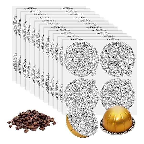 Aluminiumfolie Låg - Genanvendelige Kapsler Kaffe Pods 120 stk, til Vertuoline Vertuo Genanvendelige Kaffe Pods Dæksel Tætninger 62mm