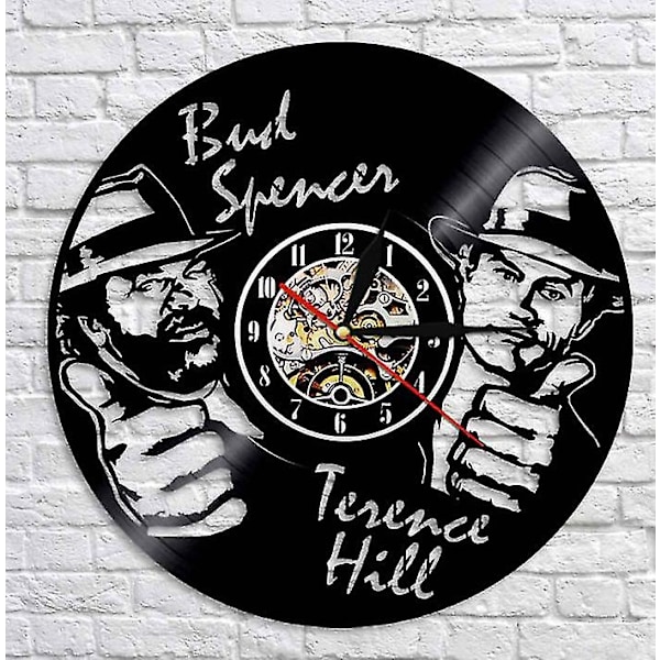 Bud Spencer Terence Hill Vinyl-väggklocka, retro heminredning väggklocka  (YJD)