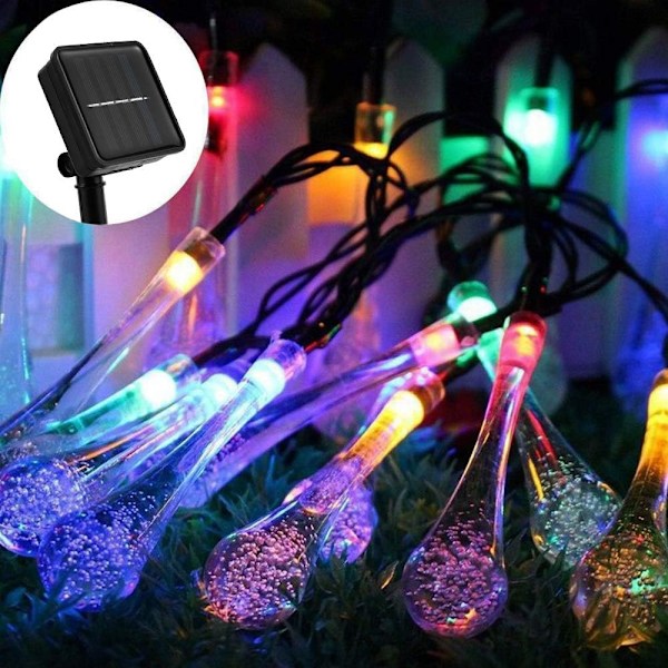 Vattendroppe Dropflet Solcellsslinga Utomhus 4,9m 20 LED Flerfärgad Vattentät Solcellslampa 8 Lägen Dekorativa Lampor för[YJD]