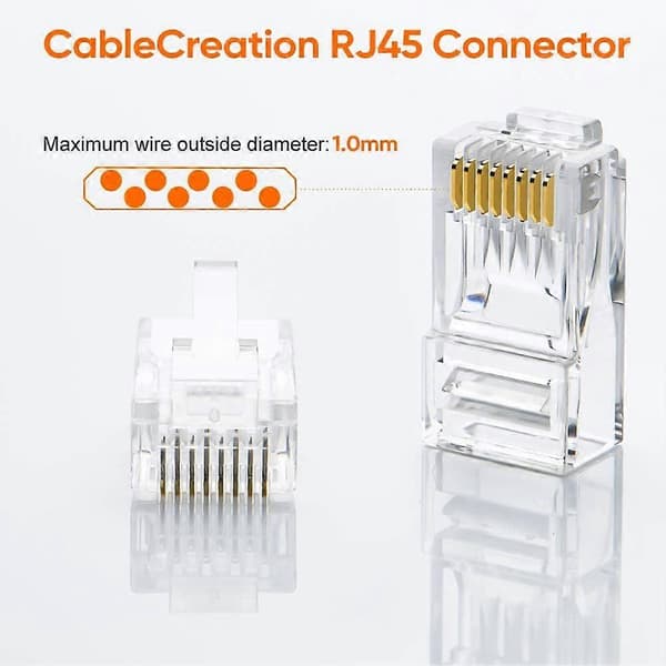 Cat6 RJ45-ender, CableCreation 100-PAK Cat6-stik, Cat6 / Cat5e RJ45-stik [YJD]