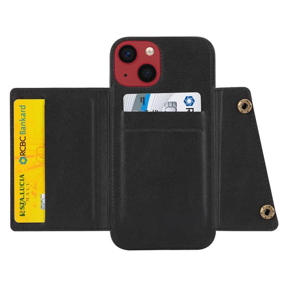 Dubbel spänne telefonfodral för iPhone 14 (YJD) Black