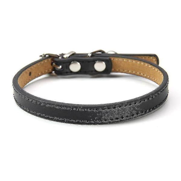 Chdz lærhalsbånd for katter og valper, justerbar 20cm-27cm Cm - Svart[YJD]