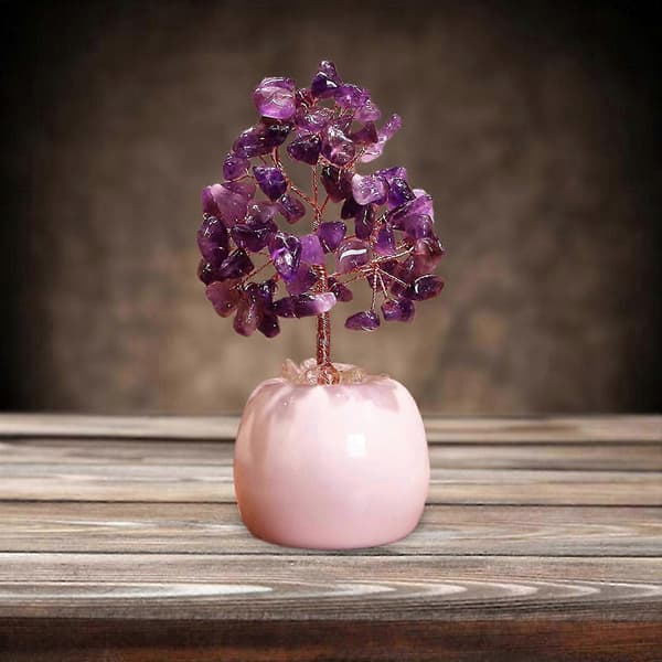 Feng Shui Penge Træ Desktop Bonsai Træ Til Hjemmet Stue Lilla[YJD]