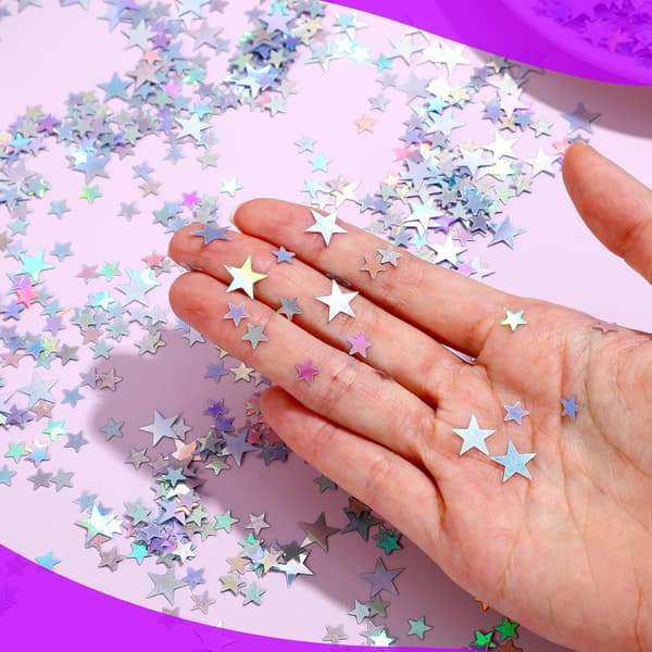 6000 biter konfettiglitterstjerner, glitterstjerner spredt dekorasjon bursdagsglitterkonfetti spredte stjerner sølv bursdag spredt S[YJD]
