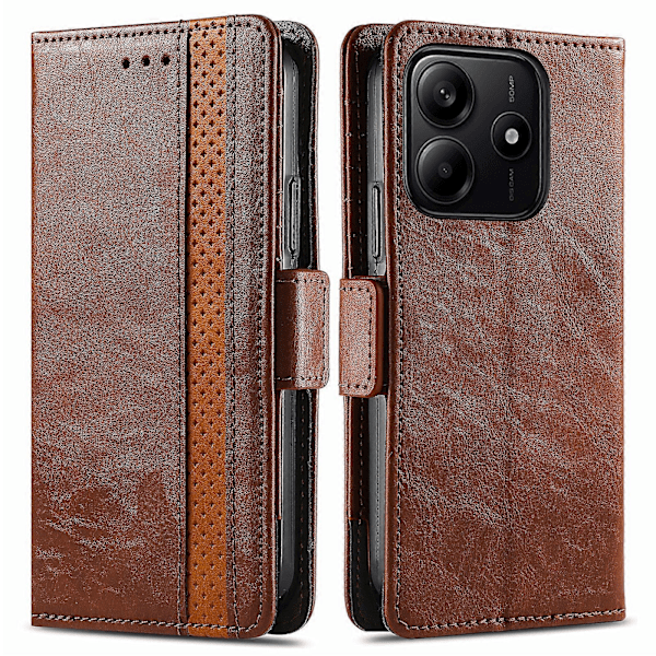 För Xiaomi Redmi Note 14 5G Fodral Ställ Plånbok Splitsad PU Läder Omslag[HK] Dark Brown