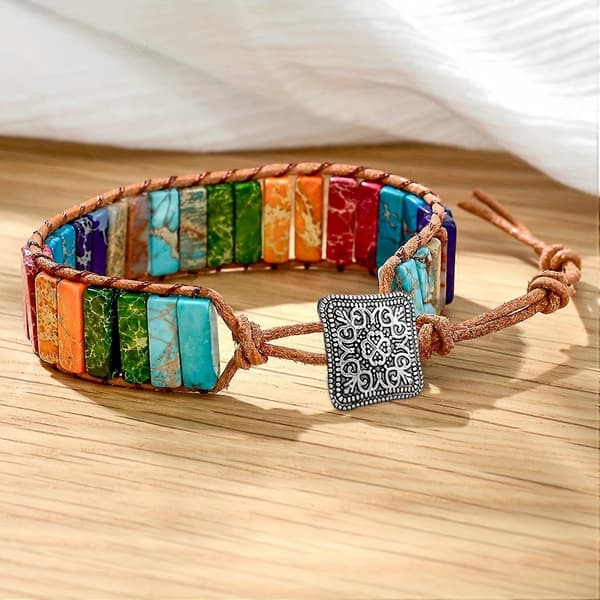7 Chakra Armbånd Til Kvinder Med Ægte Sten Læder Wrap Healing Perle Armbånd Kvinder Mænd Boho Venskabssmykker[YJD]