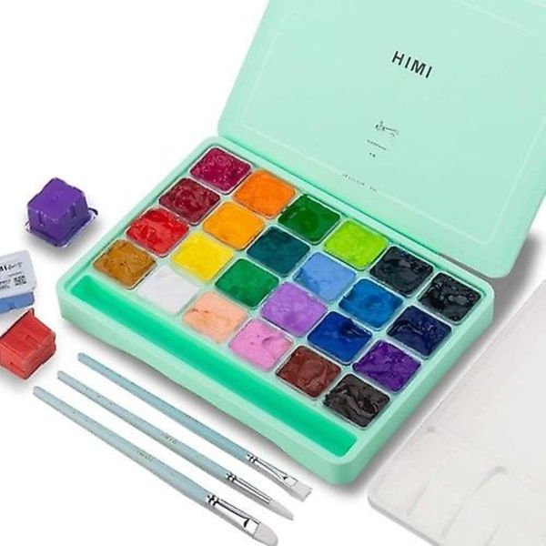 Himi Gouache Farvesæt, 24 Farver X 30 Ml Med Pensler Og Palette. Unikt Gele Design, Ikke-giftigt. Til Akvarelpapir Lærred, Perfekt Begynder (YJD)