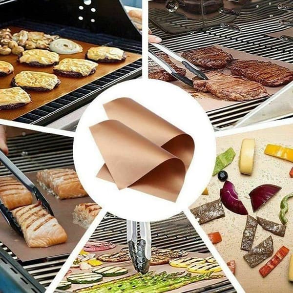 5 Grillmåtter, 100% Non-Stick Silikone, Størrelse 400 x 330 mm (YJD)